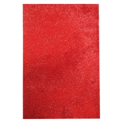 Glitter Foam Sheet Red Color for Art & Craft| A4, Non-Adhesive