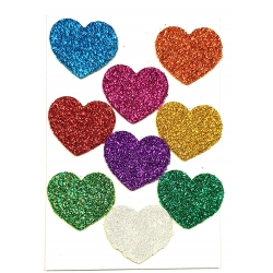 Heart Shaped Glitter Sticker for Craft |Self-Adhesive, Multi-color, Foam